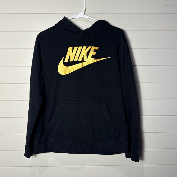 Nike Other - Nike Boys Hoodie‎ Black Gold Metallic Logo DA5064-011 XL+ Pullover Sweatshirt